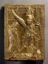 Couvercle du reliquaire de la pierre tombale de la Sainte ...