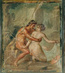 Scène érotique, Pompéi, Italie (fresque)