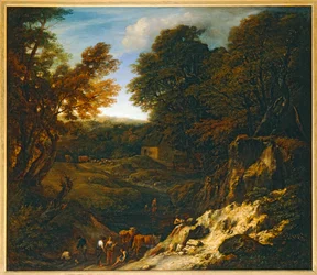 Paysage avec bergers et troupeaux au bord d