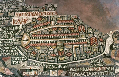 La carte de Madaba, une mosaïque sur le sol de St. George