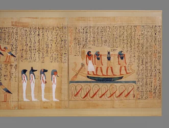 La barque du soleil vainc le serpent Apophis ...