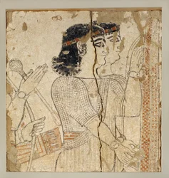 Deux dignitaires assyriens placés derrière le trône royal, scène d