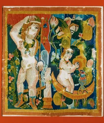 Tapisserie en laine représentant le dieu Dionysos ...
