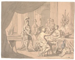 Scène antique. Une dame noble ornée par d