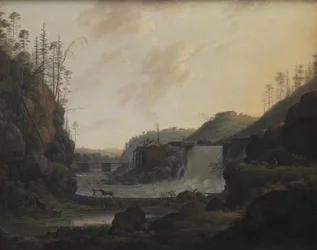 Paysage fluvial avec une cascade près de Bogstad en Norvège