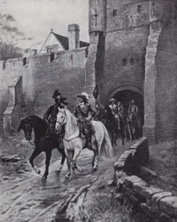 Oliver Cromwell avec son armée à Bootham Bar, York lorsque Charles II a tenté de reprendre le trône en 1650