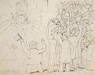 La célébration pour le vieux Hugo, caricature de Victor Hugo (1802-85) d