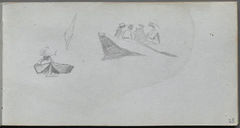 Carnet de croquis, page 25 : Études de figures dans des bateaux