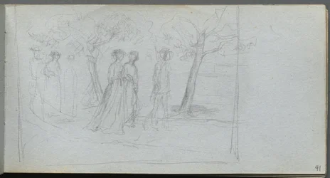 Carnet de croquis, page 41 : Figures dans un paysage