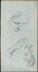 Carnet de croquis, page 70 : Étude de deux visages et d