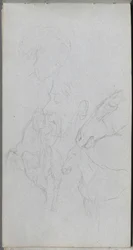 Carnet de croquis, page 90 : Étude de chevaux, Profils