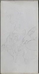 Carnet de croquis, page 90 : Étude de chevaux, profils