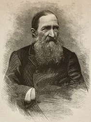 Poète Jozef Ignacy Kraszewski (1812-1887) à Genève le 19 mars, gravure par Ernesto Mancastroppa d