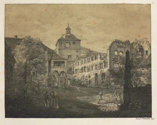 Six vues du château de Heidelberg : Terrasse du château