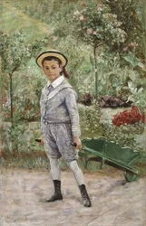 Garçon avec une brouette