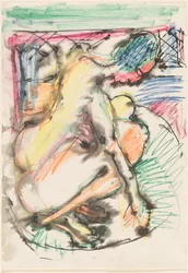 Erna se baignant dans une baignoire, 1913-1914