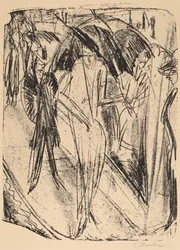 Dame sous la pluie, 1914