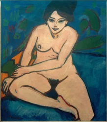 Nu sur fond bleu