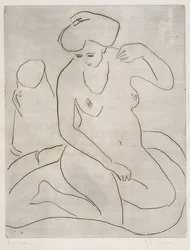 Nu dans une baignoire avec collier