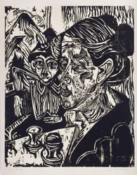 Une agricultrice avec son fils à table (Mme Schmidt et son fils Martin)