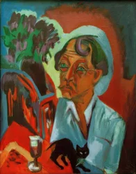 Le peintre Stirner avec chat