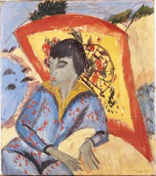 Erna avec un parapluie japonais