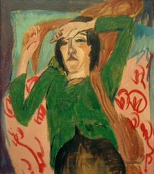 Femme en veste verte