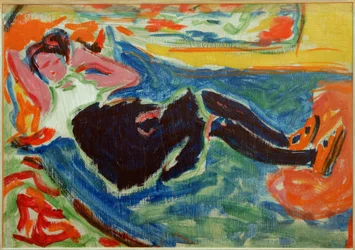 Femme avec des bas noirs