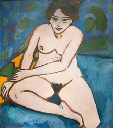 French : Nu sur fond bleu Nude on blue ground