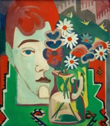 Tête de meunier avec fleurs
