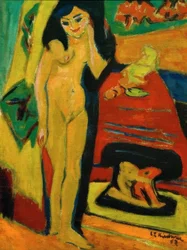 Jeune fille nue derrière un rideau (Fränzi)