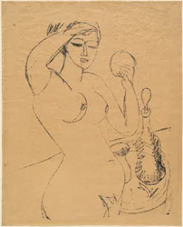 Jeune fille nue à sa toilette