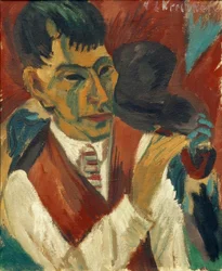 Otto Mueller avec une pipe