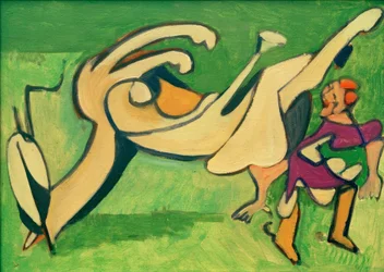 Cavalière avec cheval renversé