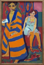 Autoportrait avec un modèle. Peinture par Ernst Ludwig Kirchner (1880-1938), huile sur toile