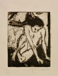 Jeune fille nue assise