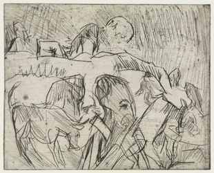 Étude Mardersteig / Berger avec des vaches à la montagne