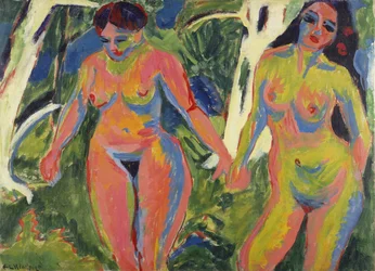 Deux femmes nues dans un bois