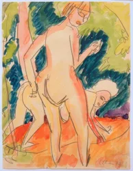 Deux filles se baignant
