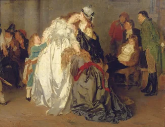 Le Roi Louis XVI de France faisant ses adieux à sa famille dans la prison du Temple, (détail), 1873