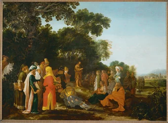 Le sermon de saint Jean-Baptiste (peinture sur bois de chêne)