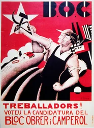 Affiche électorale pour Bloc Obrer i Camperol (BLOC) vers 1935