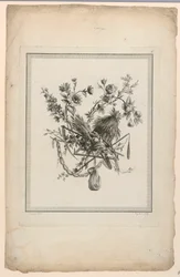Trophée avec des outils de récolte, Planche 6 de "Suite de différents Attributs, Trophées, et Groupes de Fleurs," Suite II