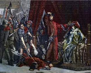 Guerre de Cent Ans : « Le dauphin Charles, devenu Charles V (1338-1380), le premier dauphin de France, et Étienne Marcel (1302/1310-1358), qui assassina deux ministres, les maréchaux Robert de Clermont et Jean de Conflans, dans la chambre du dauphin de