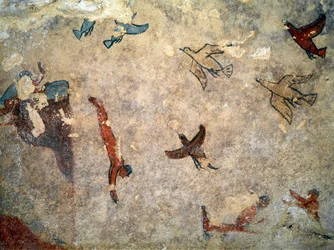 Un plongeur. (détail de fresque, 520-510 av. J.-C.)