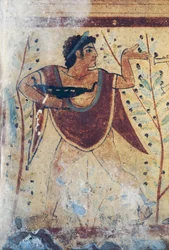 Nécropoles étrusques, Tombeau du Léopard, détail de fresque