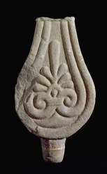 Civilisation étrusque : stèle de Fiesole en grès de Sesto Fiorentino Italie. 550-500 av. J.-C. Florence, Museo Archeologico
