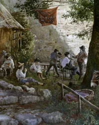 Porte Angelica à Rome, barbiers en plein air