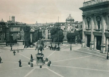 Piazza del Campidoglio avec la statue de Marc Aurèle, Rome, Italie, 1927
