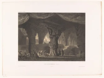 Décor de théâtre avec catacombes